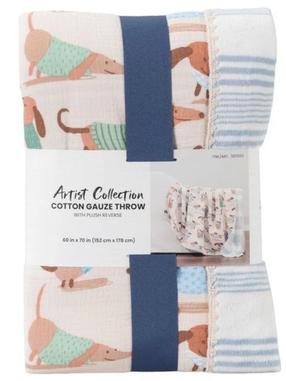 Artist Collection Cotton Gauze Throw, Dog, , 60” x 70” - Picture 2 of 7